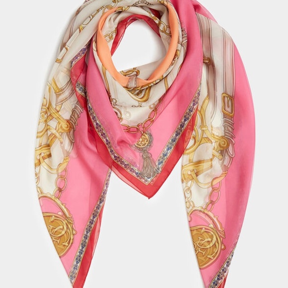 GUESS scarf with chain design orange pink - Picture 1 of 16